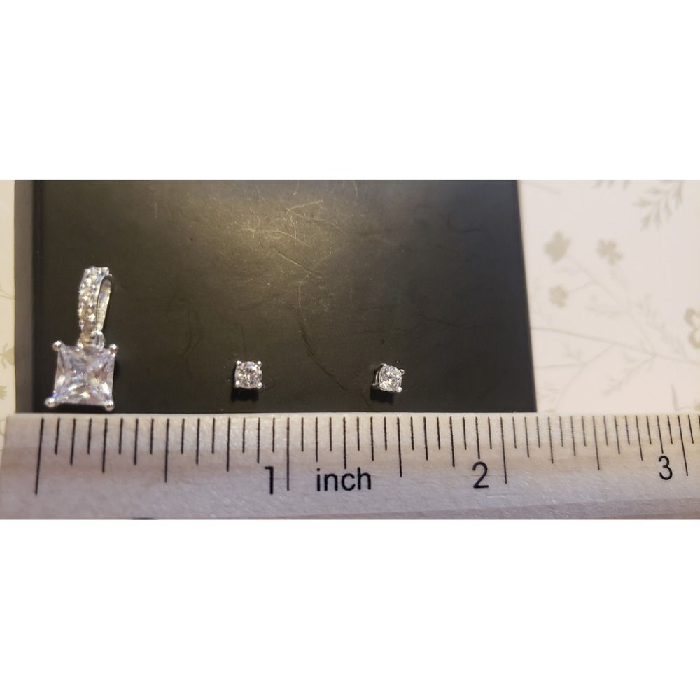 Truly Radiant Sterling CZ Pendant And Earring Set - Picture 3 of 6